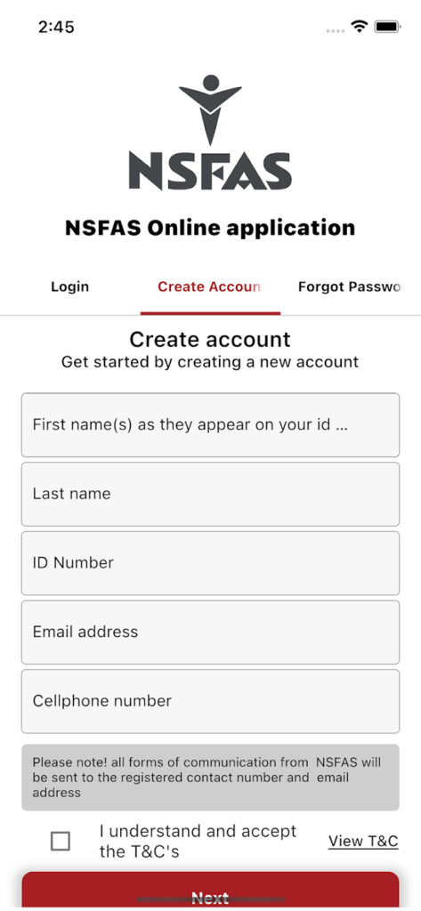 Creating Your myNSFAS Account